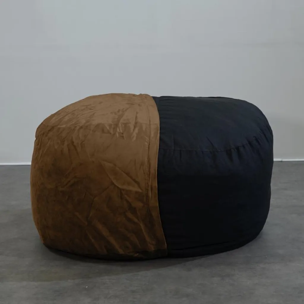 Coussin de sol géant déhoussable 120cm aspect daim marron chocolat