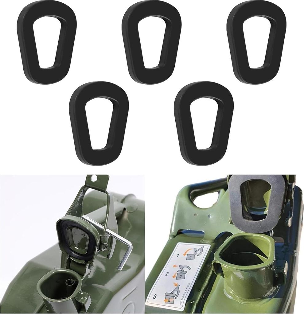 Packung mit 5 Ersatzdichtungen für Benzinkanister, Gummi, hohe Abdichtung, für NATO-Düse