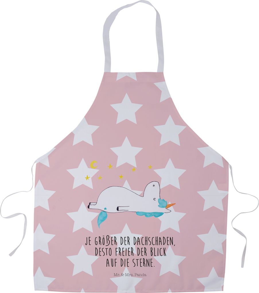 Mr. & Mrs. Panda Küchenschürze Einhorn Sternenhimmel - Rot Pastell - Geschenk, Schürze, Kellnerschürze, Kochschürze, Sterne, Unicorn, Kochbekl...