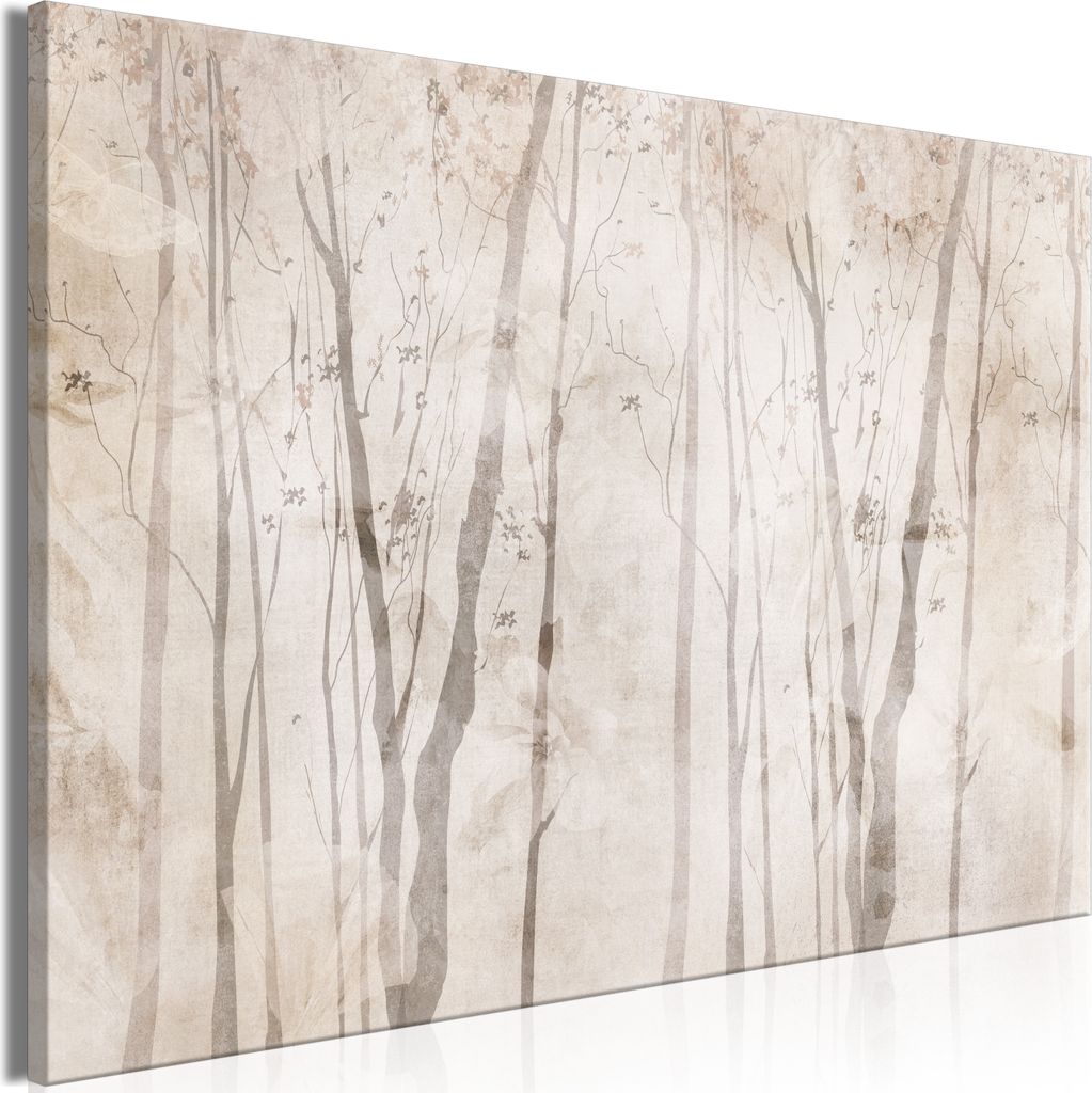 Italienischer Leinwand Leinwandbild - Beige Forest of Thoughts (1 Part) Wide 30x20 cm Blumen b-A-10014-b-a