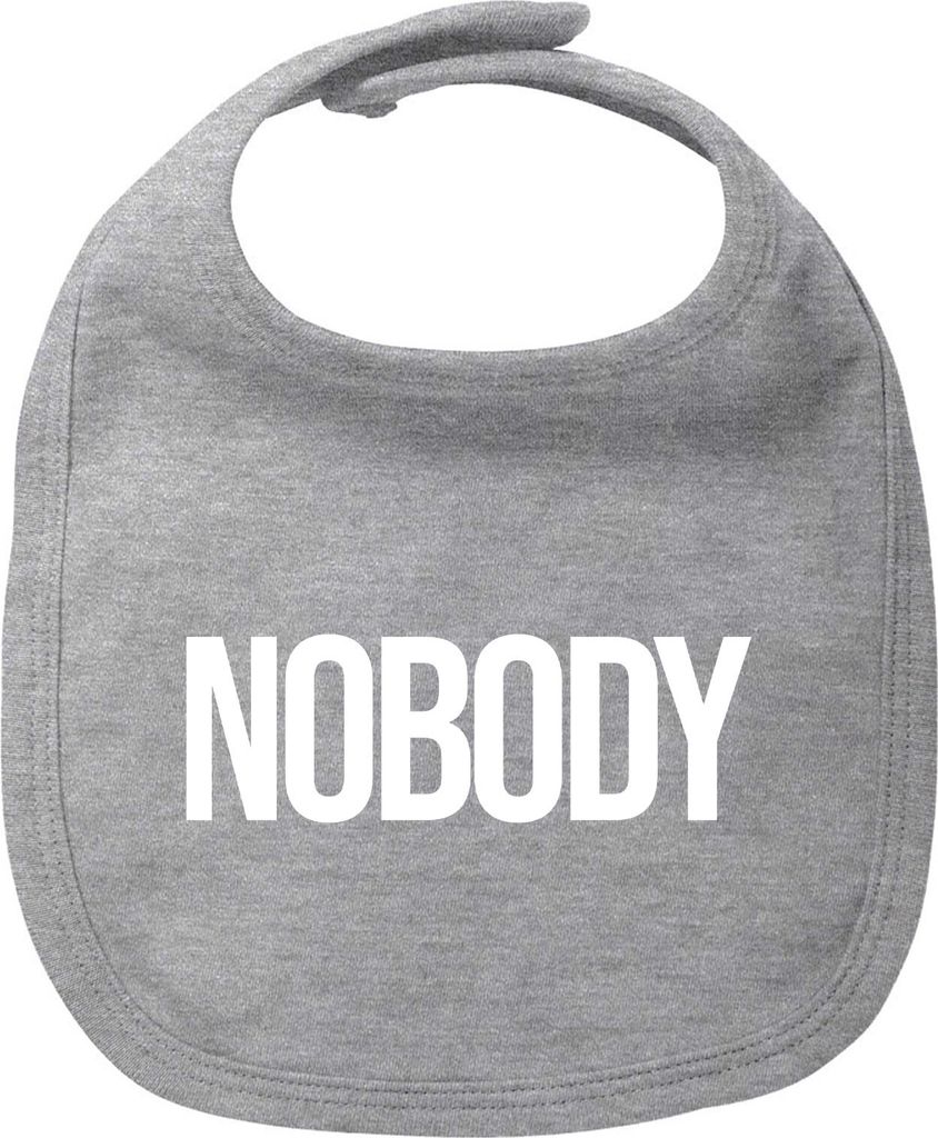 Huuraa Baby Lätzchen Nobody Schriftzug Heather Grey Klettverschluss Baumwolle Latz Geschenkidee