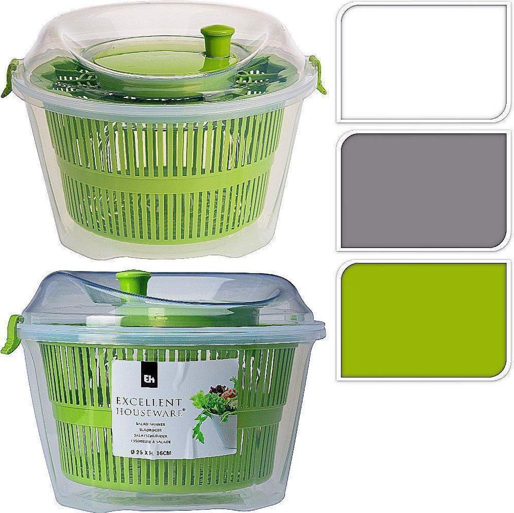 Salatschleuder 5l Salattrockner mit Kurbelantrieb weiß 25x16cm