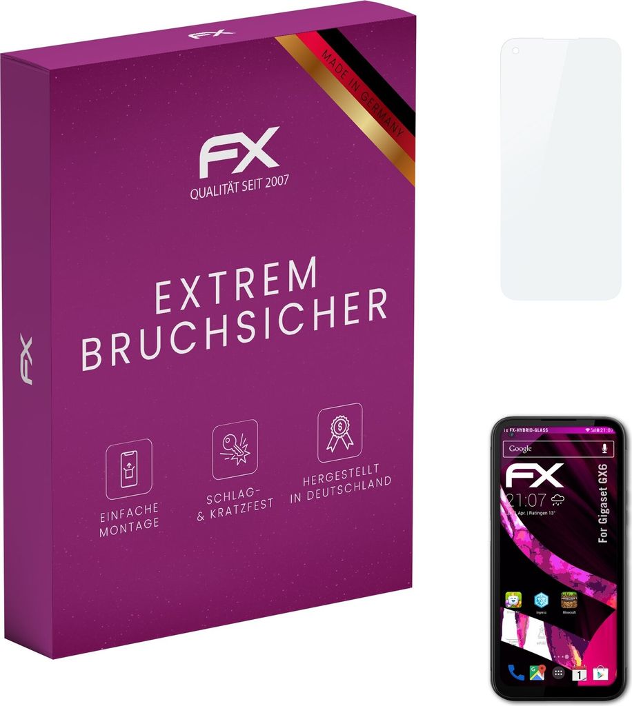 atFoliX FX-Hybrid-Glass Displayfolie kompatibel mit Gigaset GX6 Glasfolie