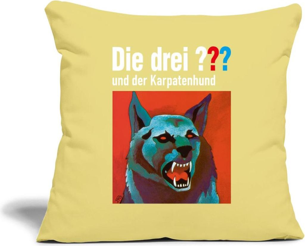 Spreadshirt Die Drei Fragezeichen Und Der Karpatenhund Kissenbezug 45x45 cm, One size, Hellgelb