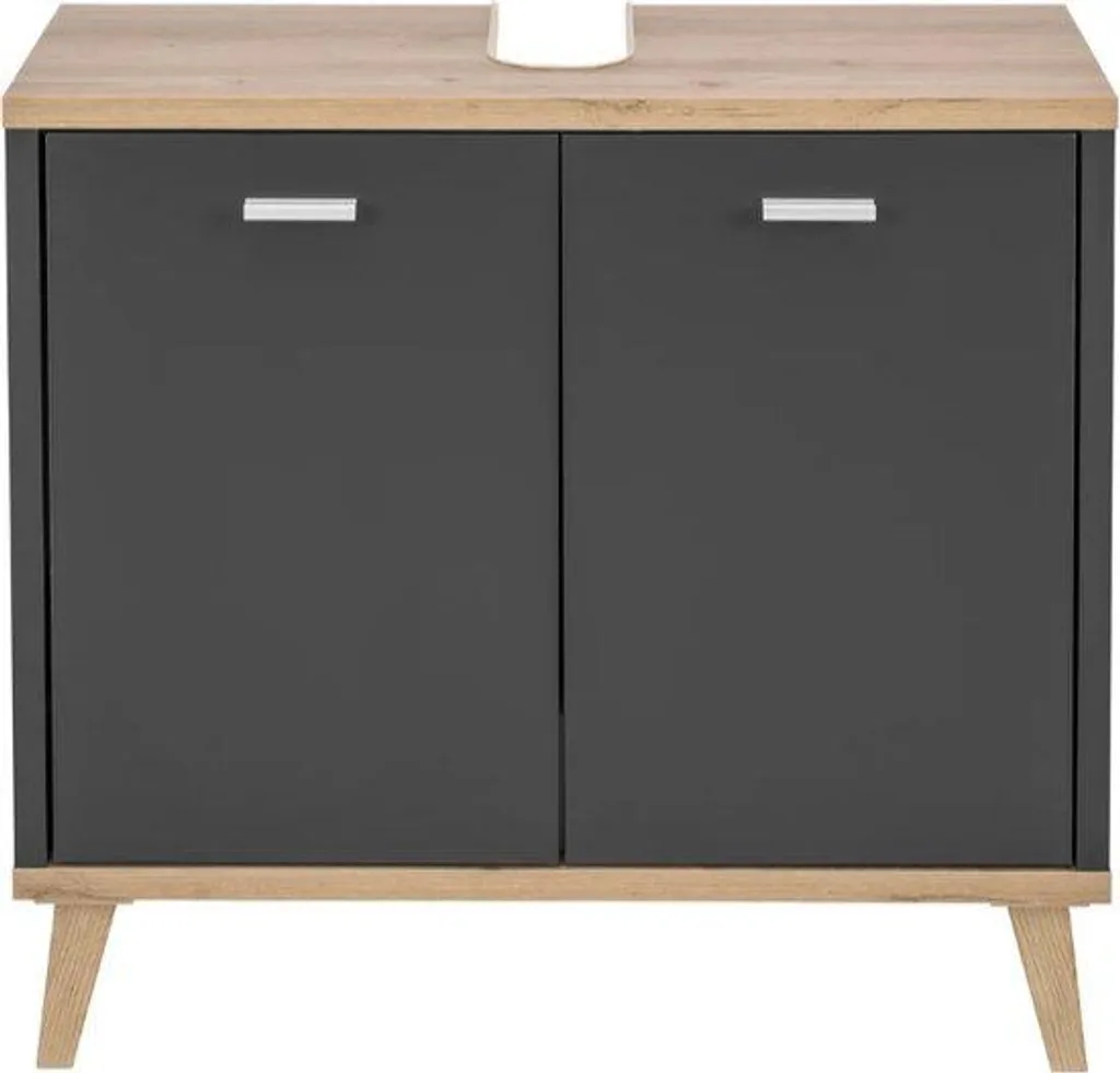 Meuble Poubelle de Salle de Bain Corfu Chêne 60,5x28x55 cm Design Chic