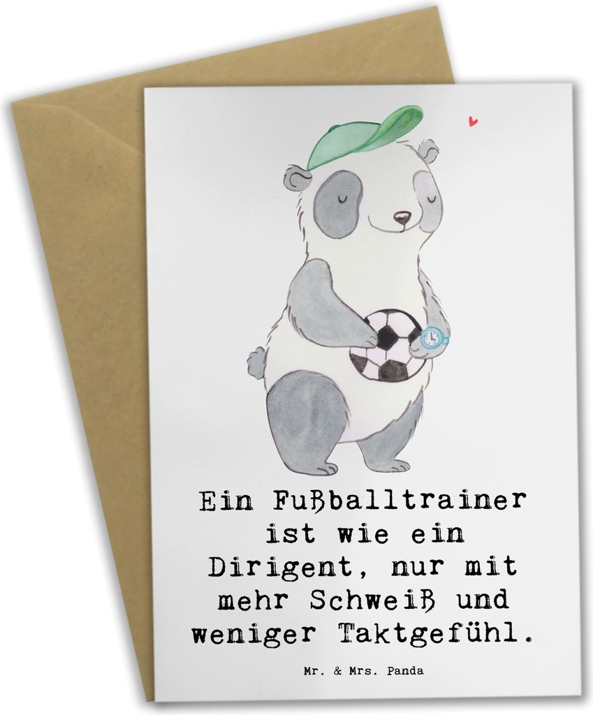 Mr. & Mrs. Panda Grußkarte Fußballtrainer Dirigent - Weiß - Produktbild 