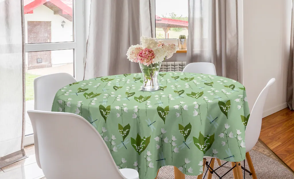 Abakuhaus Tovaglia Rotonda Fiori e Libellule - Lavabile 150cm