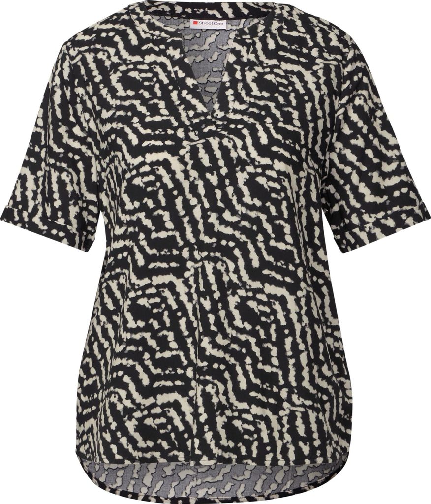 Street One LTD QR Splitneck blouse w turn Black 36