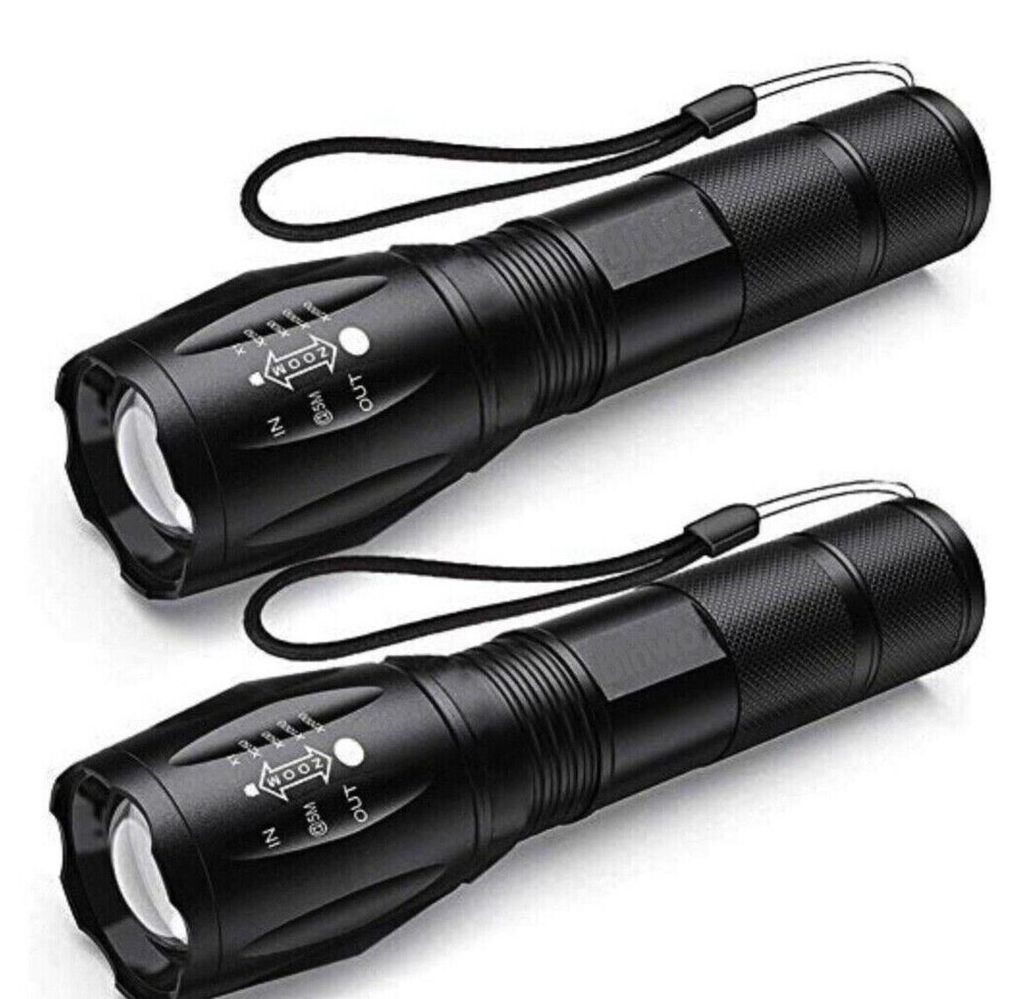 2x LED Taschenlampe Polizei Lampe wiederaufladbar Zoom Produktbild 