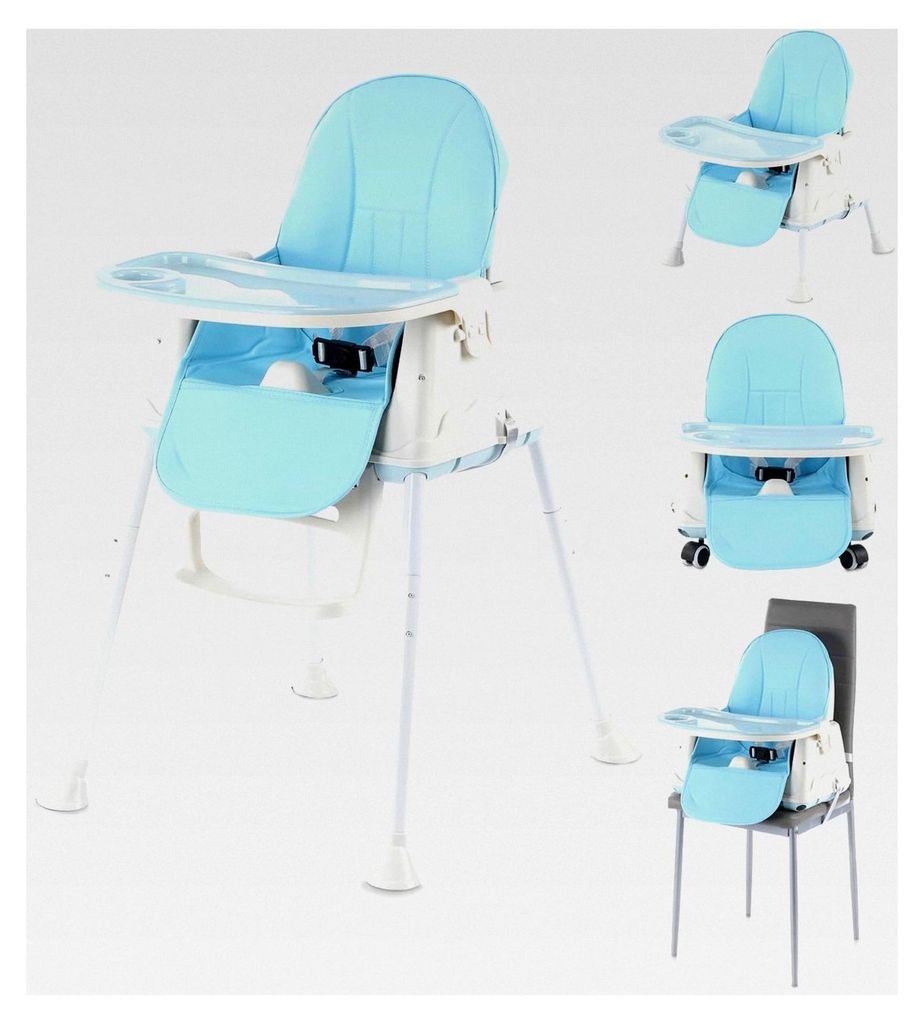 4-in-1 Verstellbarer Babyhochstuhl, Hoher Fütterungssitz für Kleinkinder, Tischstuhl für Kleinkinder, Kinderhochstuhl mit Essbrett und 3-Punkt-S...