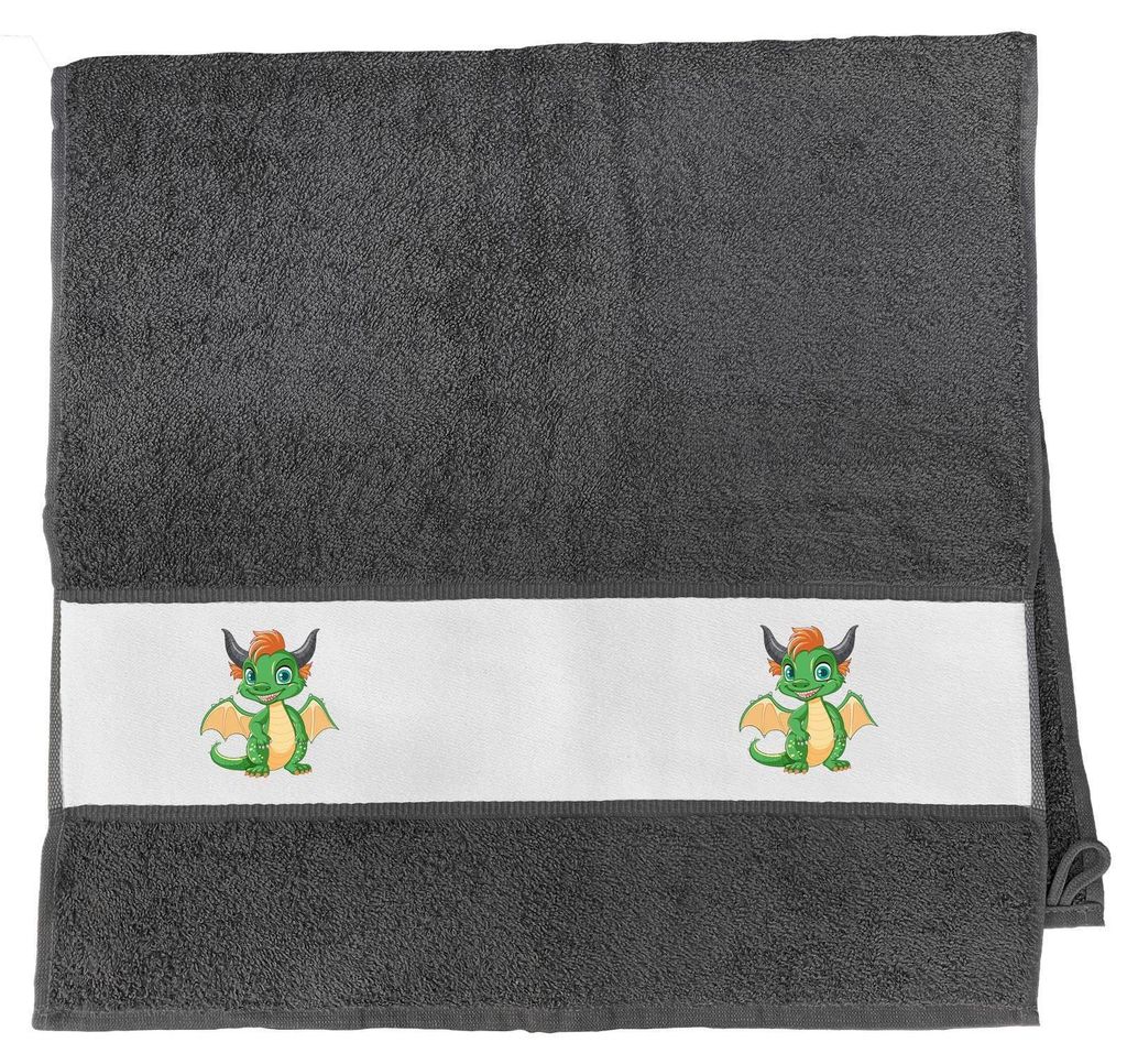 Huuraa Handtuch Drache Fabelwesen 50x100cm Graphite Baumwolle Handtuch Geschenkidee