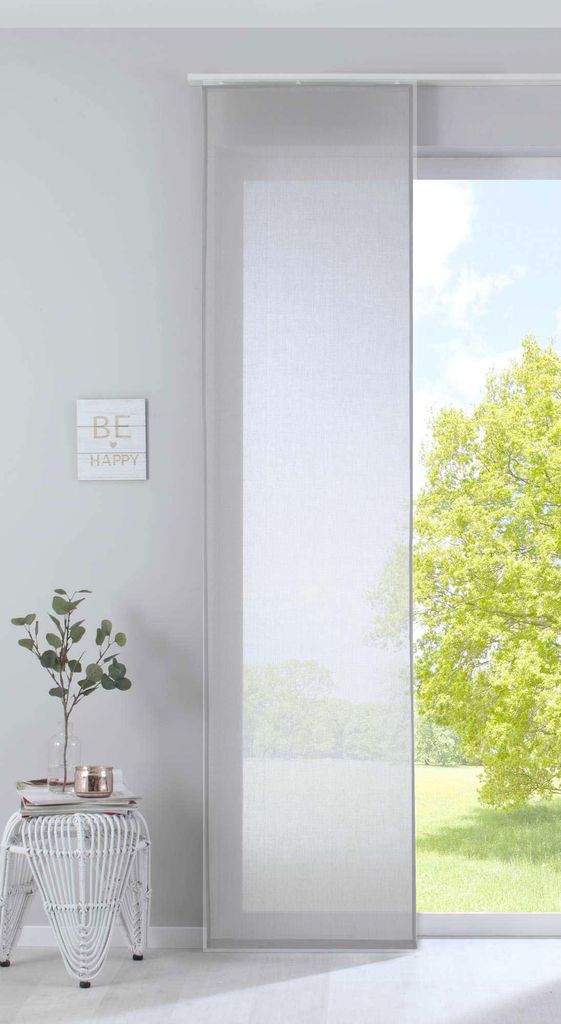 Schiebegardine »Nizza« Baumwoll-Voile Halbvoile HxB 245x60 cm Stein Transparent Flächenvorhang mit Paneelwagen und Beschwerungsstange 2019032