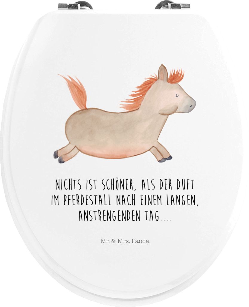 Mr. & Mrs. Panda Klo-Deckel Pferd Springen - Weiß - Geschenk, Reiten, WC Sitz, Pferdestall, Stall, WC-Sitz, Bauernhof, Pony, Toilettendeckel, Bril...