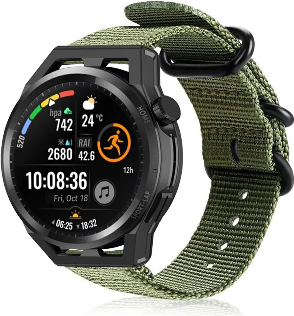 Strap-it Huawei Watch GT Nylonarmband mit Schnalle (Grün)