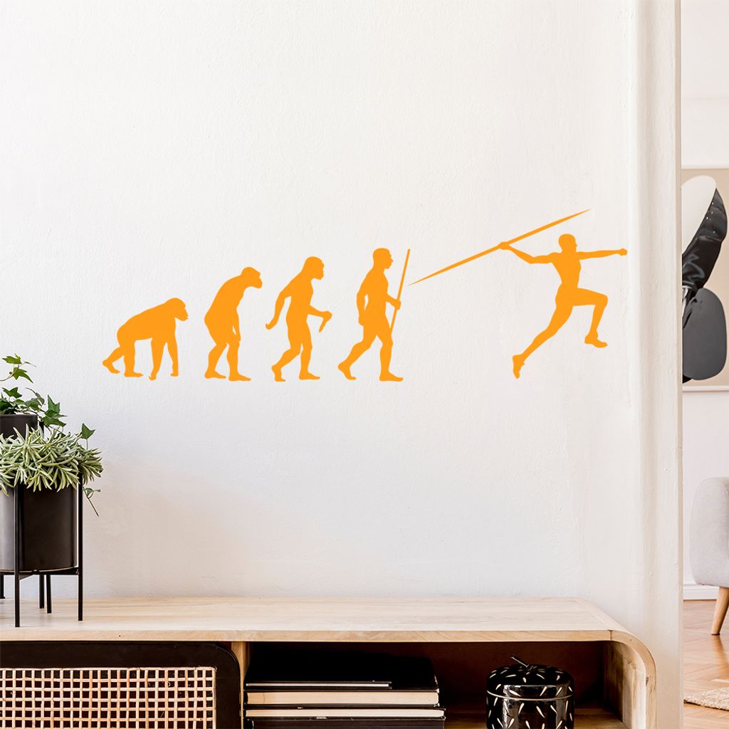 Speerwurf Evolution Wandtattoo Wandaufkleber Wall Sticker - Dekoration, Küche, Wohnzimmer, Schlafzimmer, Badezimmer