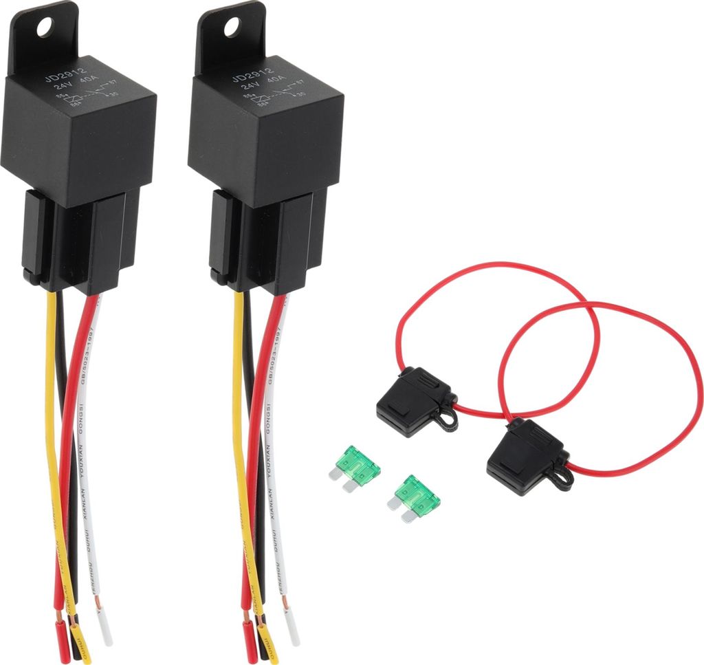 4Pins 24V 40A Relais für Motorrad Auto LKW Boot mit Steckdosen Sicherungen Schwarz 1 Set Kunststoff Aufhängen