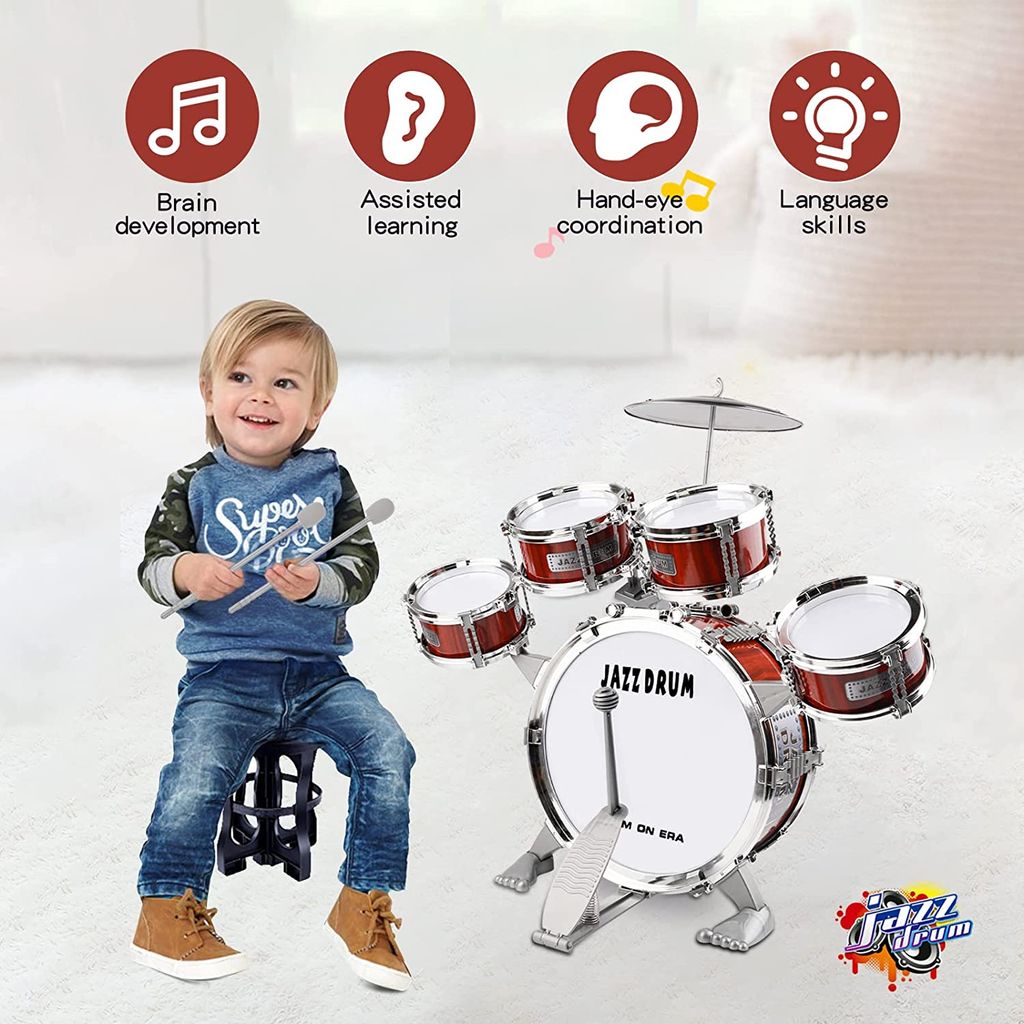 Kinder Schlagzeug Set - Jazz Drum Set Für 3-6 Jahre In Schwarz