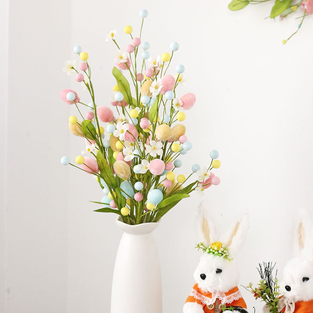 DIY Ostereier Künstliche Blumen Zweig Realistisch Aussehende Wartungsfrei Breite Anwendung Blumenzweig Ostern Party Dekoration Multicolor