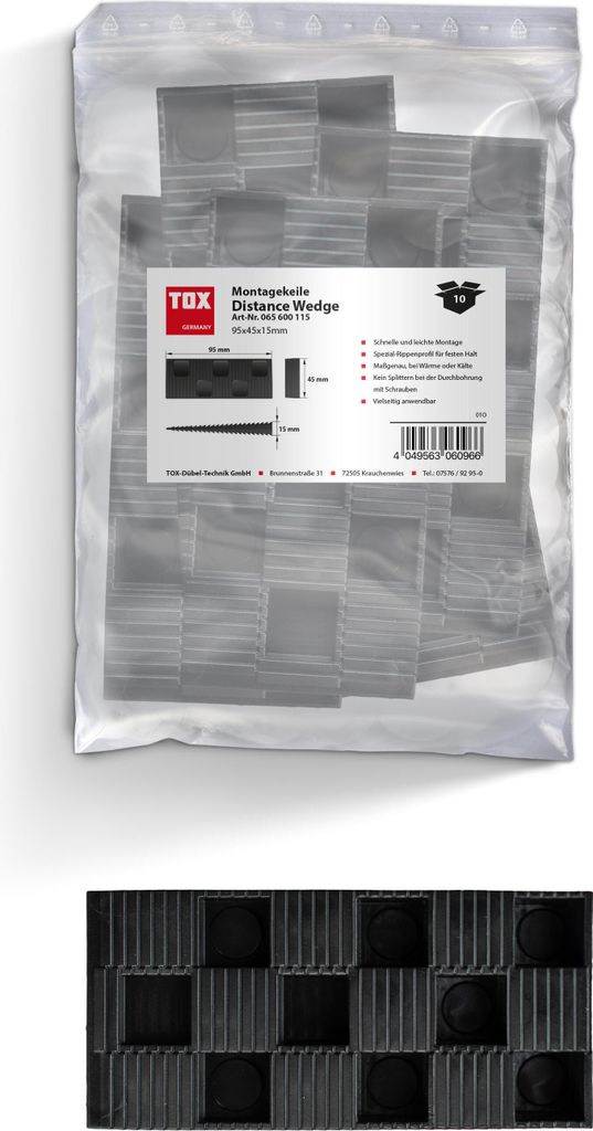 TOX Montagekeil Distance Wedge 95x45x15 (10 Stk.) / innen und außen