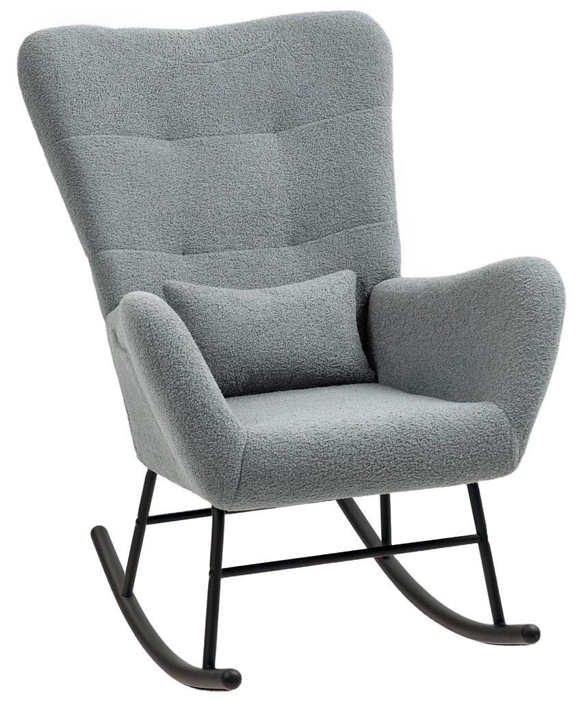 HOMCOM Poltrona a dondolo con rivestimento effetto peluche, Immagine del prodotto 
