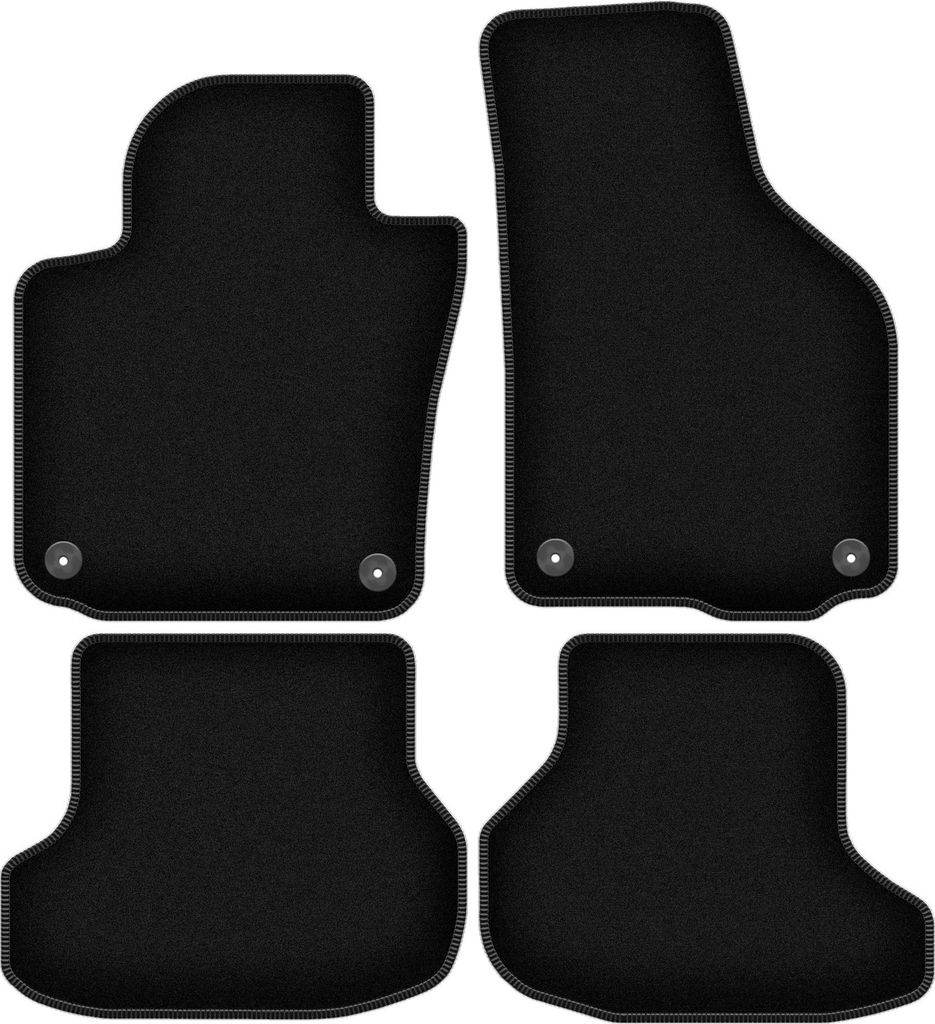 Wielganizator Velours-Autoteppiche – passend für Volkswagen Golf VI (Cabrio, Bj. 2011-2016) – schwarz, passgenau, mit Befestigungen set 4 Stk.
