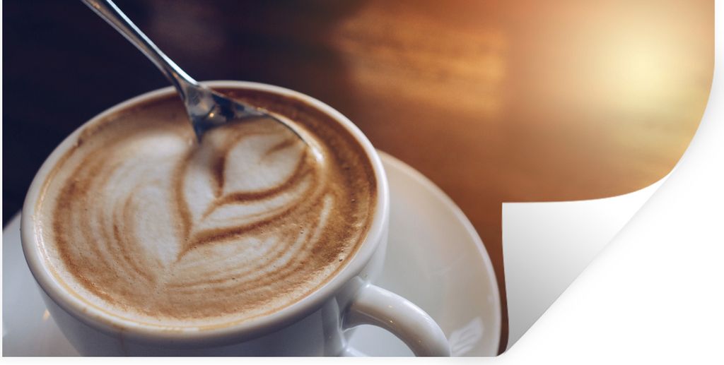 MuchoWow Wandtattoo Wandsticker Wandaufkleber Ein Löffel rührt durch den Schaum einer Tasse Kaffee 40x20 cm Selbstklebend und Repositionierbar ...