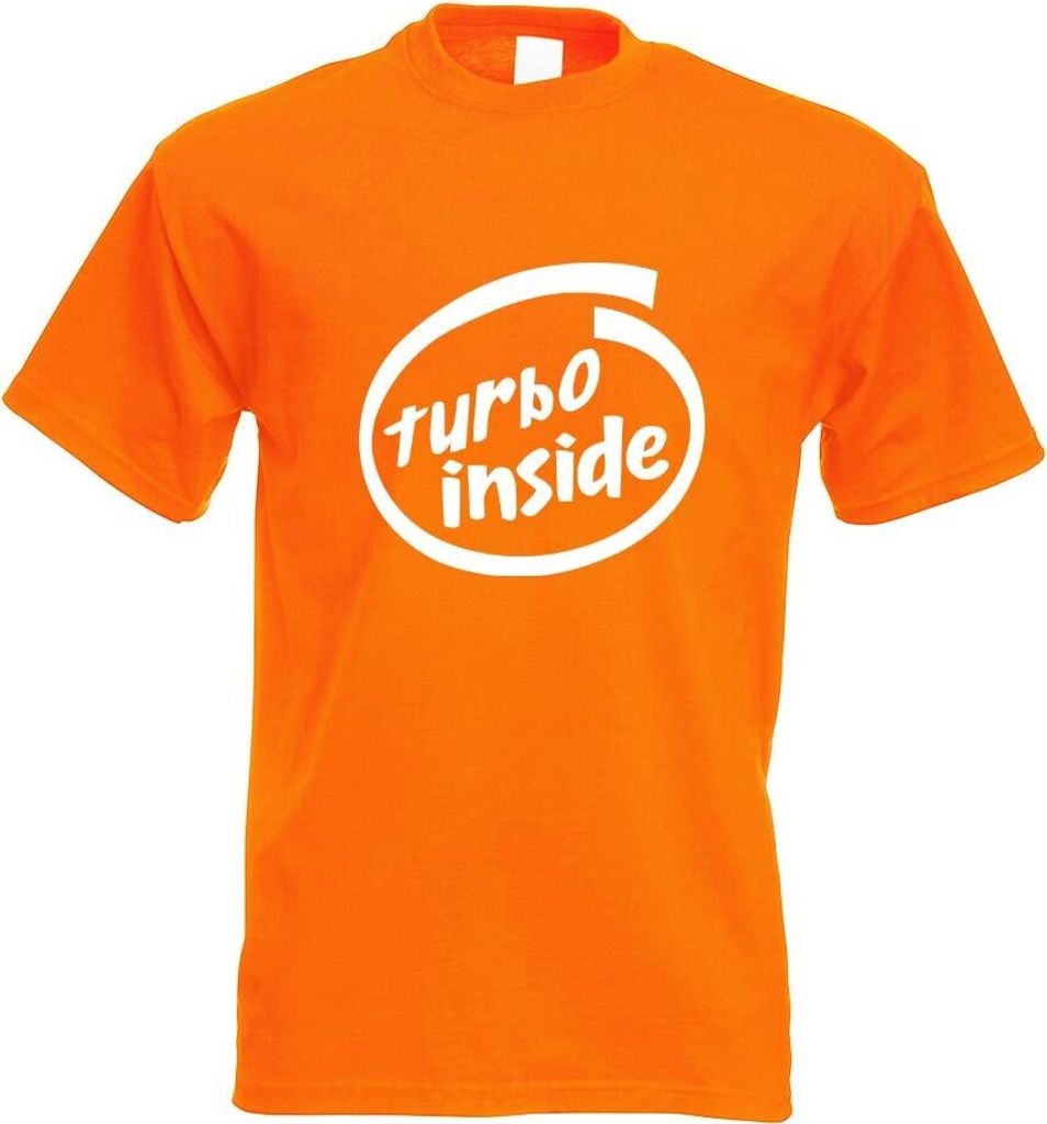 Kiwistar - T-Shirt - orange - Turbo Inside Motiv Bedruckt Funshirt Design Print - mit Motiv Bedruckt - Funshirt Design - Sport - Freizeit - Herren - S