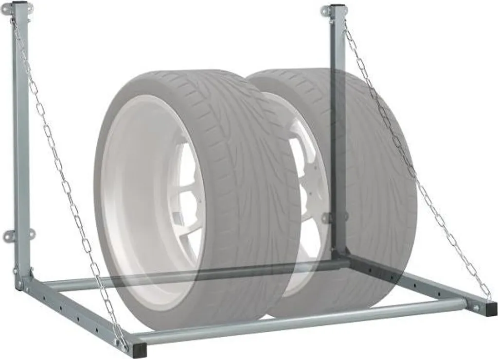 Support de pneu mural garage - Rack XL en acier pour 4 pneus auto