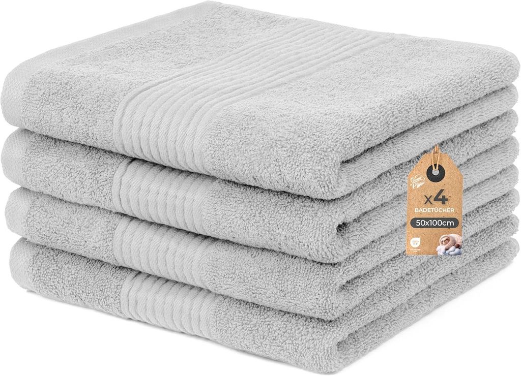 Set di 4 asciugamani Cloud Pillow, 50x100 cm, 100% cotone, Immagine del prodotto 