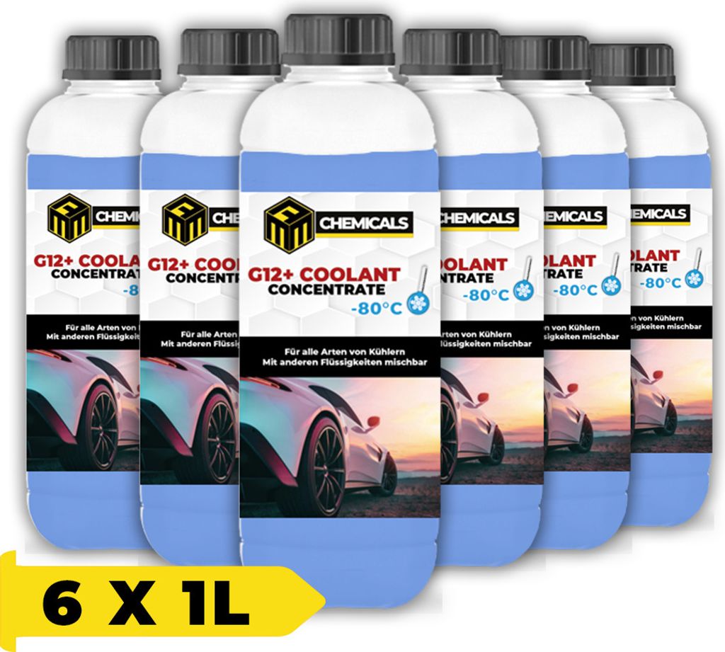 MRM CHEMICALS Kühlerfrostschutz G12 Konzentrat 1L 1 Liter -80°C Frostschutzmittel Antifreeze Kühlmittel Auto Blau für alle Motoren und Kühlern x6