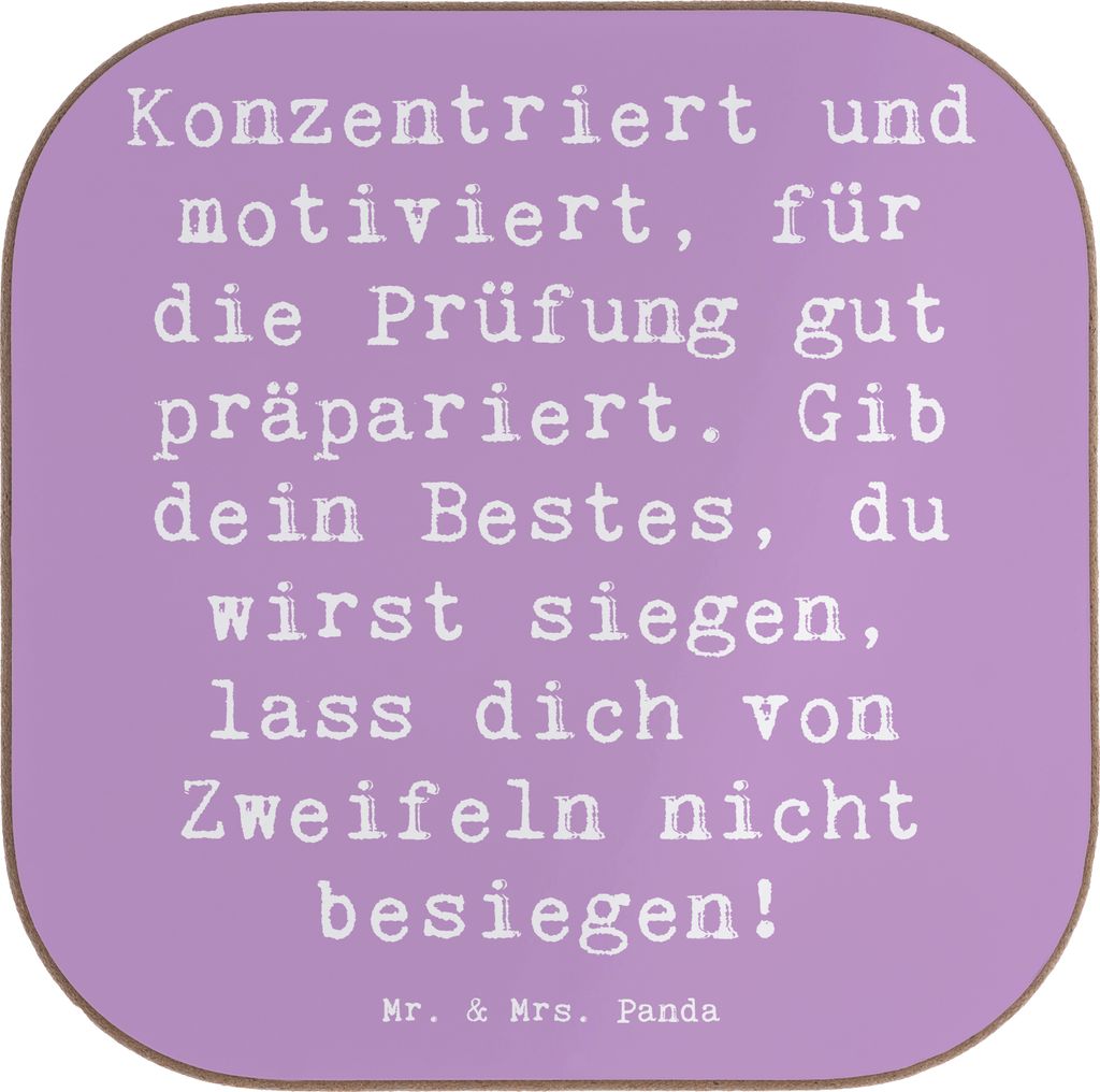 Mr. & Mrs. Panda Untersetzer für Gläser Spruch Prüfungen bestehen - Lavendeltraum - Geschenk, Prüfung, Tischuntersetzer, Zuversicht, Trost, Mut...