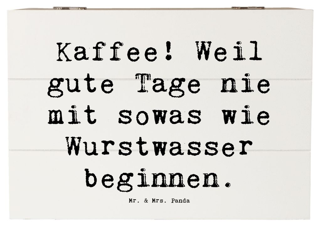 Mr. & Mrs. Panda Schatulle Spruch Freude am Kaffee 22 x 15 cm - Weiß - Geschenk, Lächeln, erleben, Holztruhe, Schatzkiste, holz, fotobox, Box, Ge...