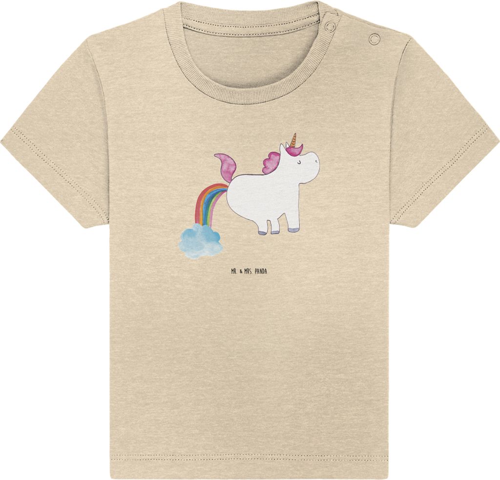 Mr. & Mrs. Panda Babyshirt Einhorn Pupsen 12. - 18. Monat - Natural Raw - Geschenk, Baumwolle Baby Shirt, Lustig, , Kinder Top, Regenbogen, Pups, T...