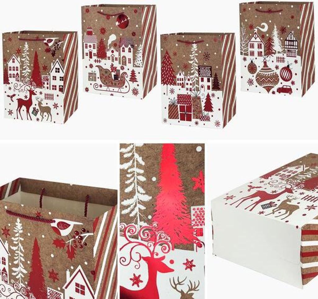 CHRISTMAS GIFT BAG, 14X17X7CM - Varianten- oder Farbmix