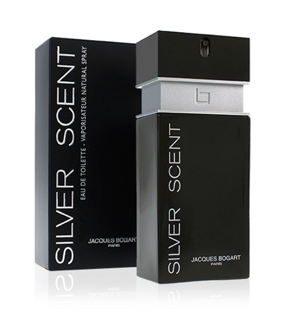 A product shot of a perfume bottle and its box, presented on a white background.
