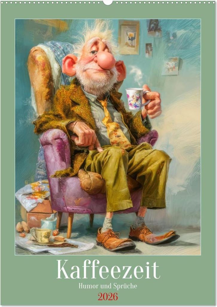 Kaffeezeit - Humor und Sprüche (Wandkalender 2026 DIN A2 hoch), CALVENDO Monatskalender