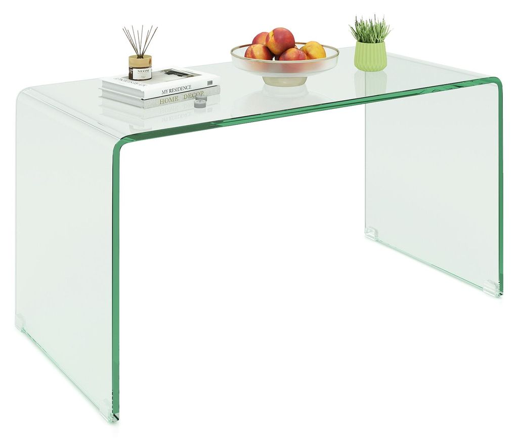 Table basse en verre COSTWAY, table d'appoint en forme de Image du produit 