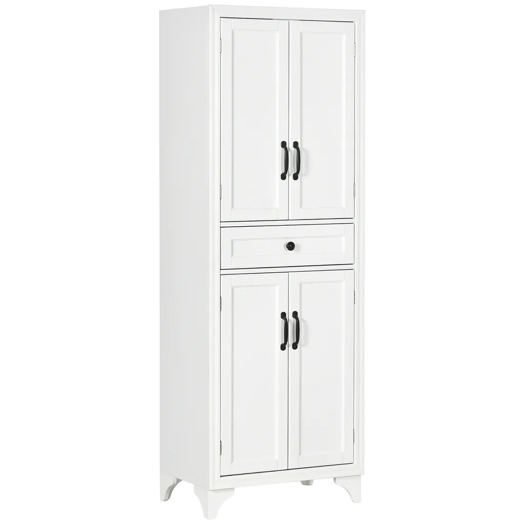 Organisez votre cuisine avec ce buffet haut blanc 4 portes 170 cm chic