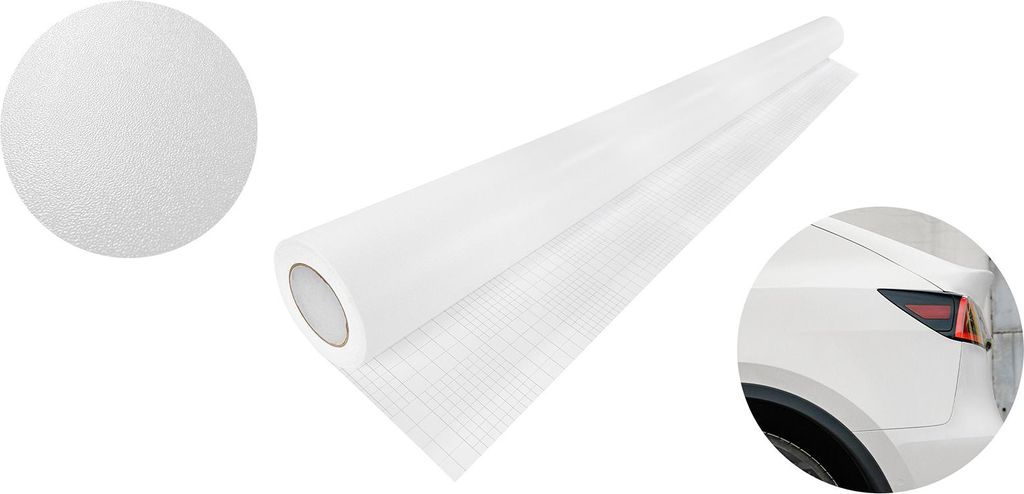 Autofolie Matt 150x1000 cm - Strukturfolie Weiß Matt - Klebefolie Auto mit Luftkanal-Kleber und UV-Schutz - Selbstklebend Folie für Innen und Au...