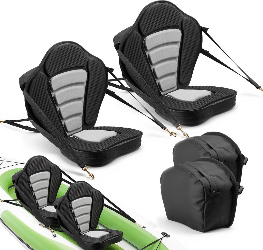 VEVOR 2 x Kajaksitz 53 mm Dicke, Gepolsterter Sitz für Stand-Up-Paddle-Board, Bootssitz mit Rückenlehne & Aufbewahrungstasche & Verstellbaren Gur...