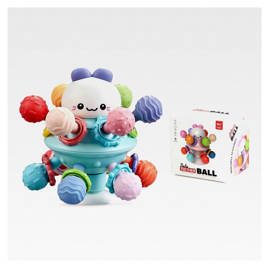 Greifball für Babys, sensorischer Beißring, Rassel aus Silikon, Montessori-Frühbildung, Babyrassel, Spielzeug für Babys von 3-18 Monaten