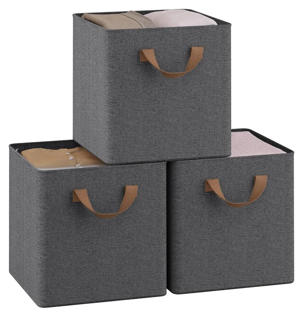 Lot de 3 boîtes de rangement pliables en tissu avec armature métallique