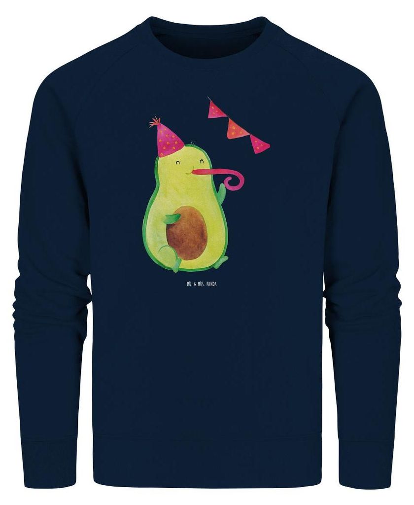 Mr. & Mrs. Panda Baumwoll Pullover Avocado Party Zeit Größe XS - French Navy - Geschenk, Bio, Happy Birthday, Geburtstag, Sweatshirt, Feier, Swea...