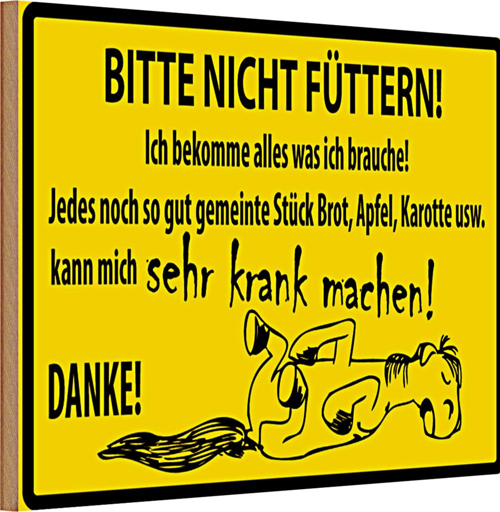 Holzschild Spruch Pferd 30x20cm Bitte Nicht Füttern macht krank