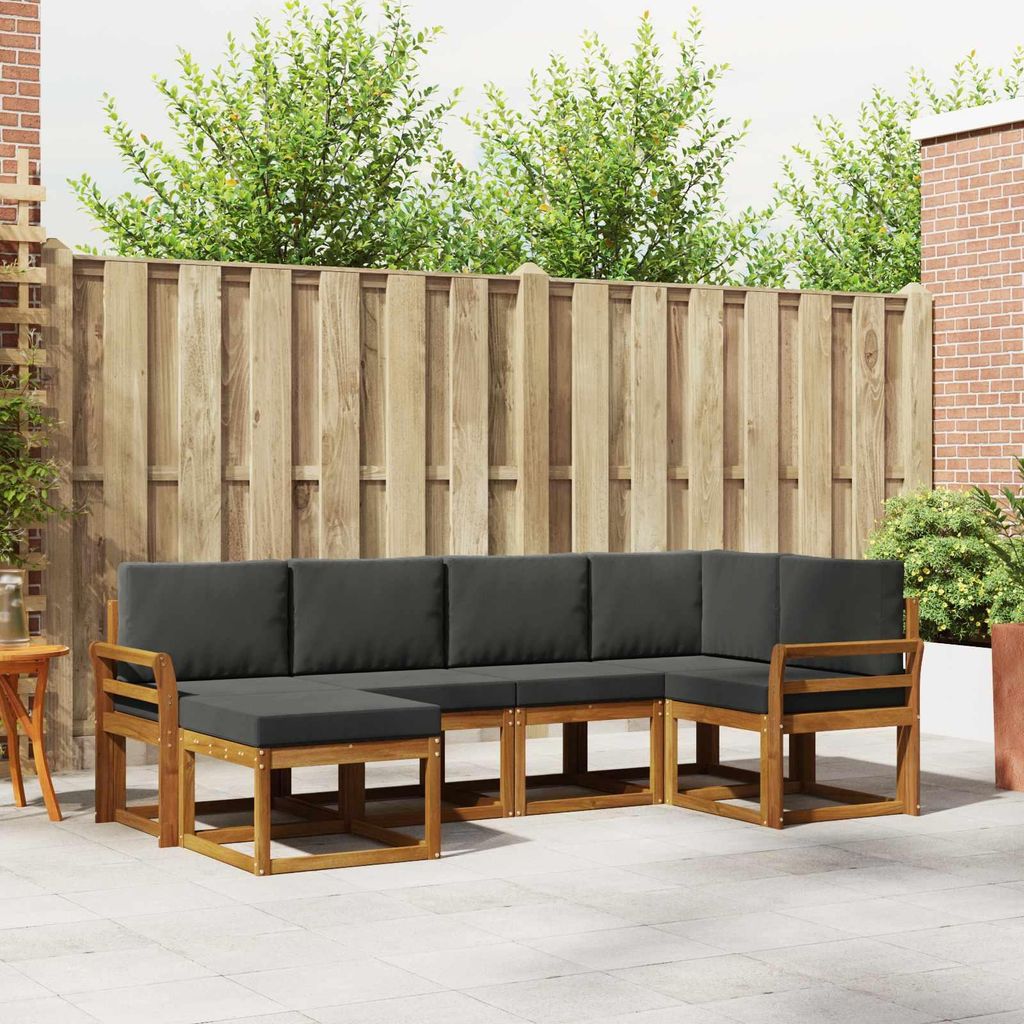 Outdoor-Sofagarnitur - VIDAXL - Terrassen-Sofa - mit Kissen - 6 pcs - Natur und Anthrazit
