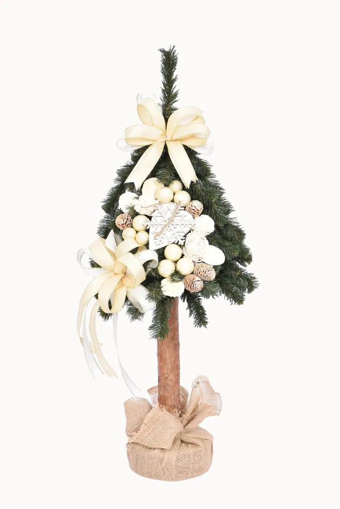 Décoration Noël Écru 80 cm Fait Main - Sapin Élégance Naturelle Chic