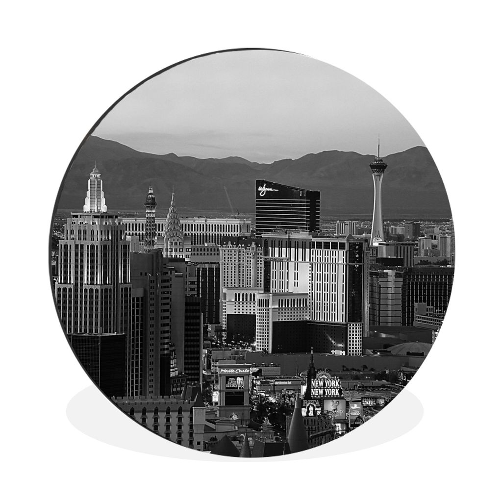 MuchoWow Aluminium Wandkreis Die Skyline von Las Vegas bei Sonnenuntergang Ø 60 cm Wanddeko Modern Wohnzimmer - Wand Kreis - Wandbild - Schlafzi...