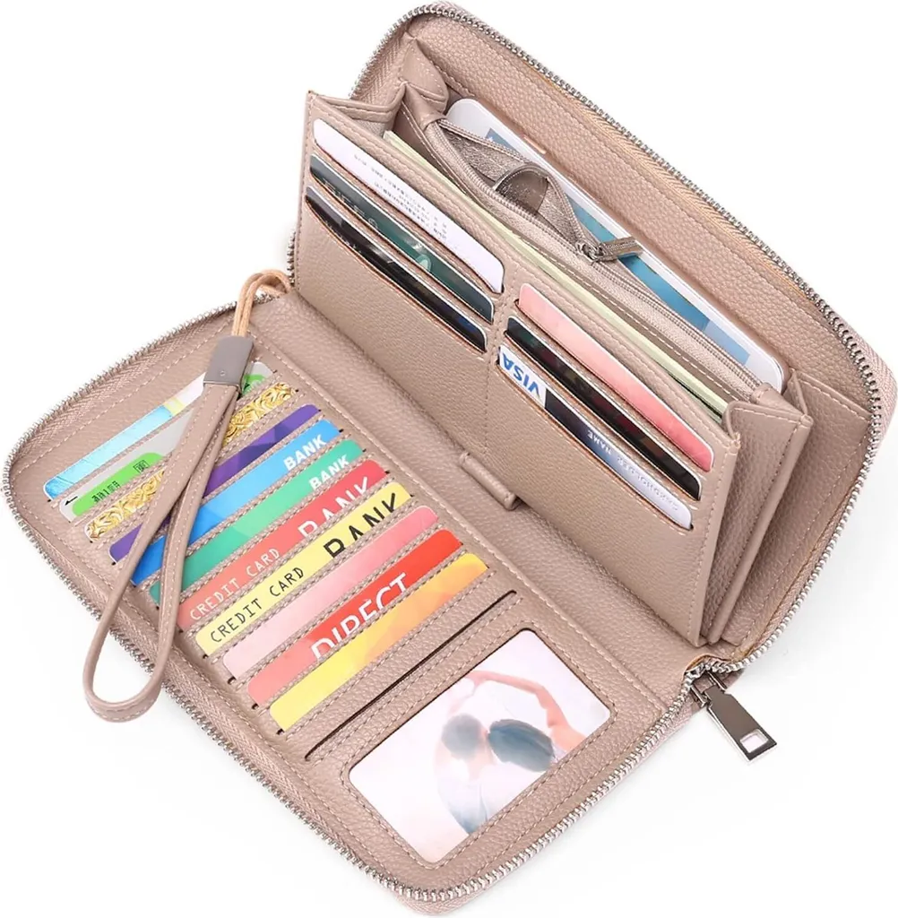 Offerta Portafoglio Donna Pelle Grande Capacità RFID Blocco Zip