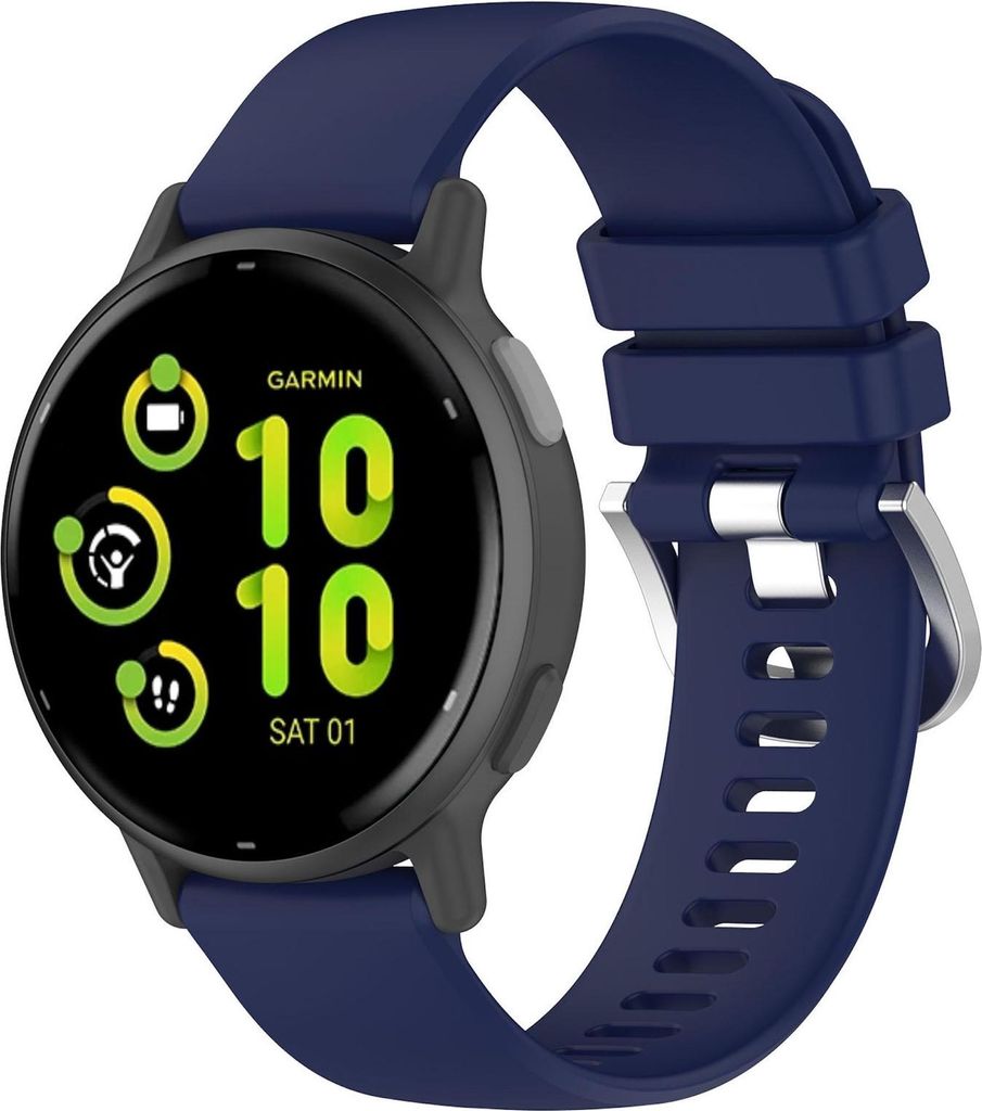 Silikon Armband für Garmin Venu 4 41mm Liquid Glossy mit Silber Schnalle Blau