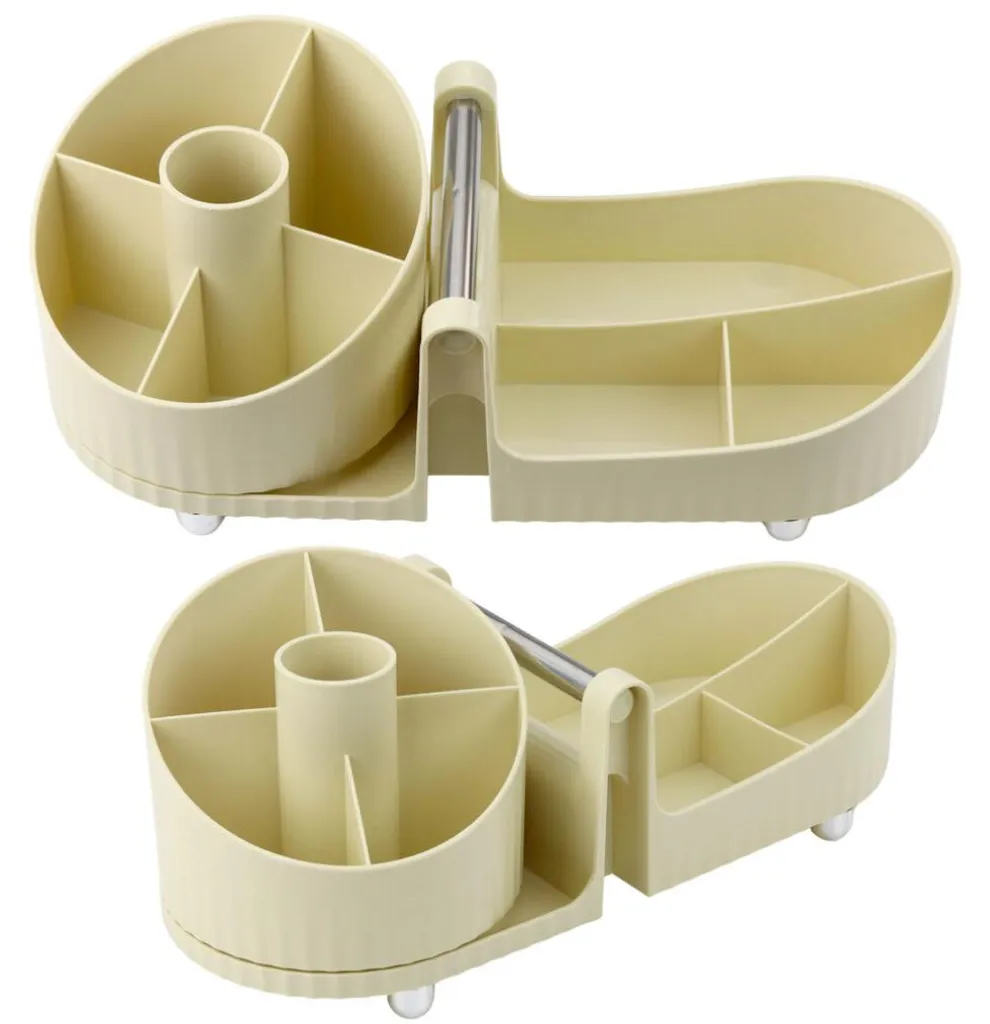 Solution de rangement pour cosmétiques beige idéale bureau et coiffeuse